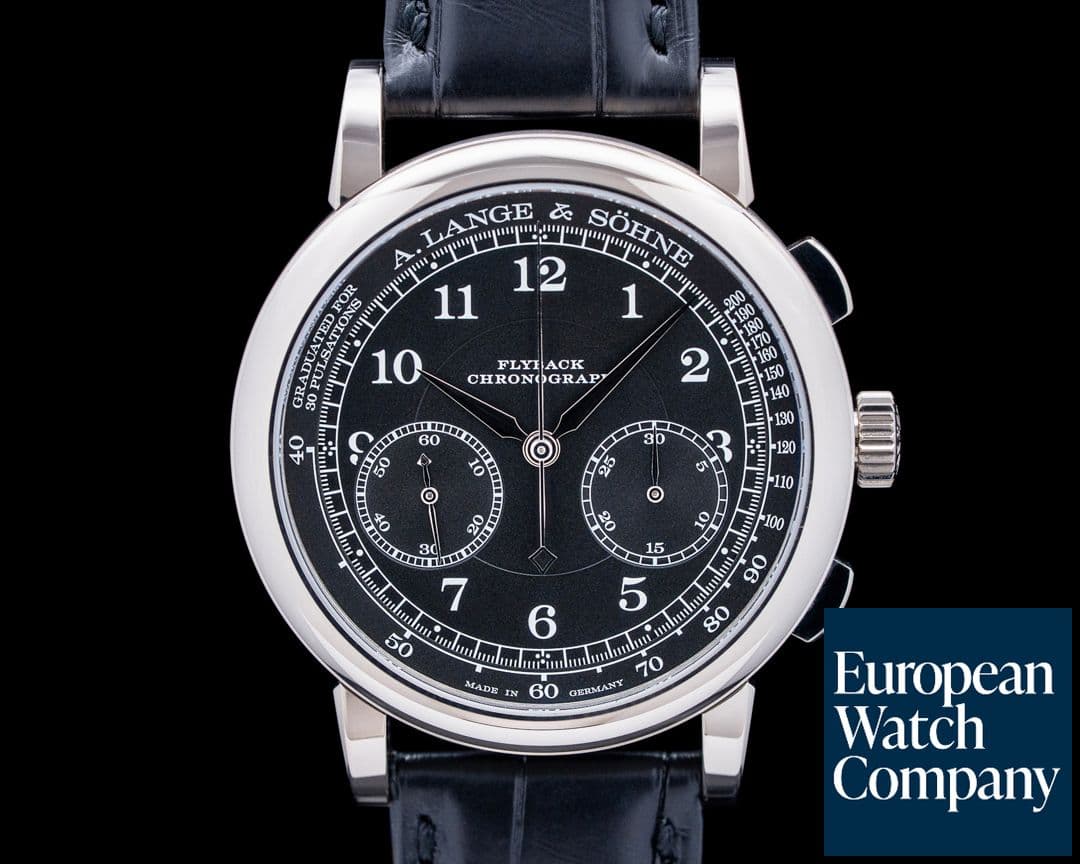 Image of A. Lange & Söhne 414.028 1815 Chronograph 18K White Gold Black Dial