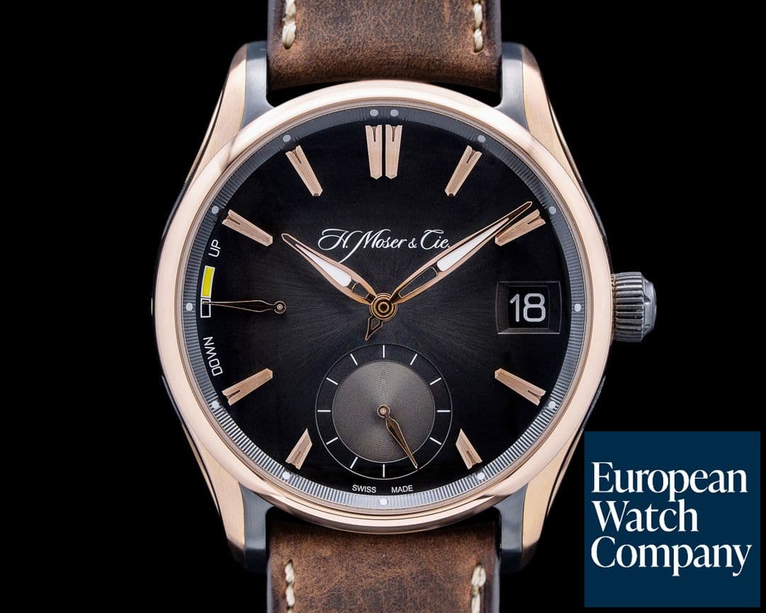 Image of H. Moser & Cie. Pioneer Perpetual Calendar 18K RG / DLC Titanium Ardoise Fume Dial