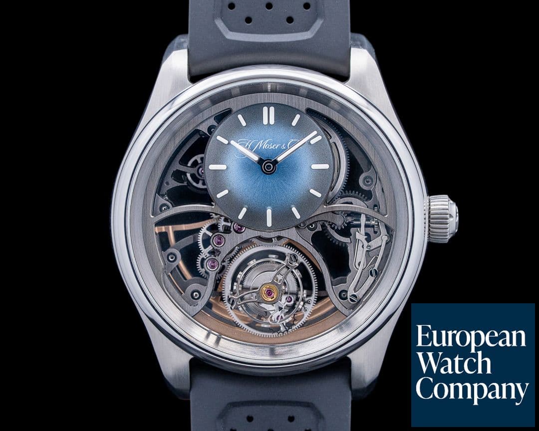 Image of H. Moser & Cie. 3811-1200 Pioneer Cylindrical Tourbillon SS Skeleton Dial