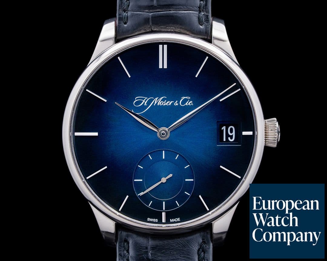 Image of H. Moser & Cie. Venturer Big Date 18K White Gold Midnight Blue Fume Dial