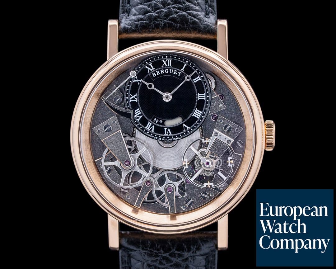 Image of Breguet 7057BR Tradition Power Reserve 18K Rose Gold Black Skeleton Dial