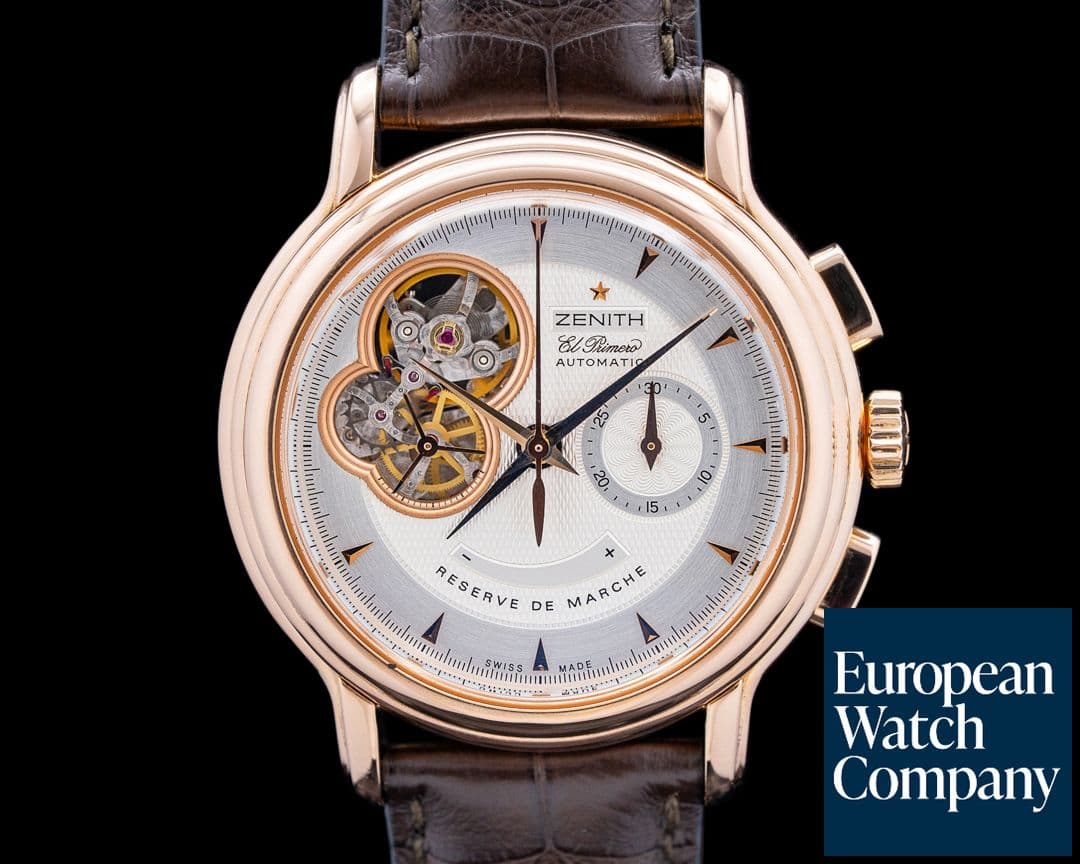 Image of Zenith 18.0240.4021 Chronomaster T Open 18K Rose Gold Silver Dial