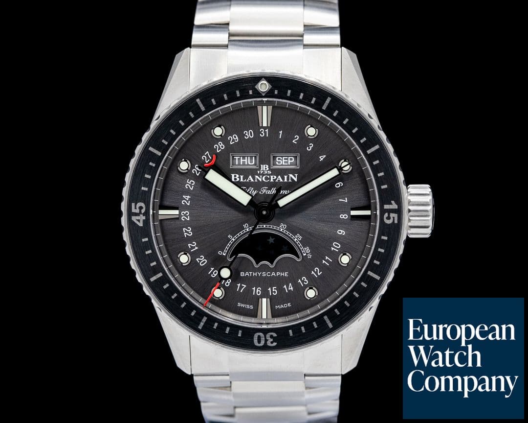 Image of Blancpain 5054 Fifty Fathoms Bathyscaphe Complete Calendar Moonphase SS Gray Dial