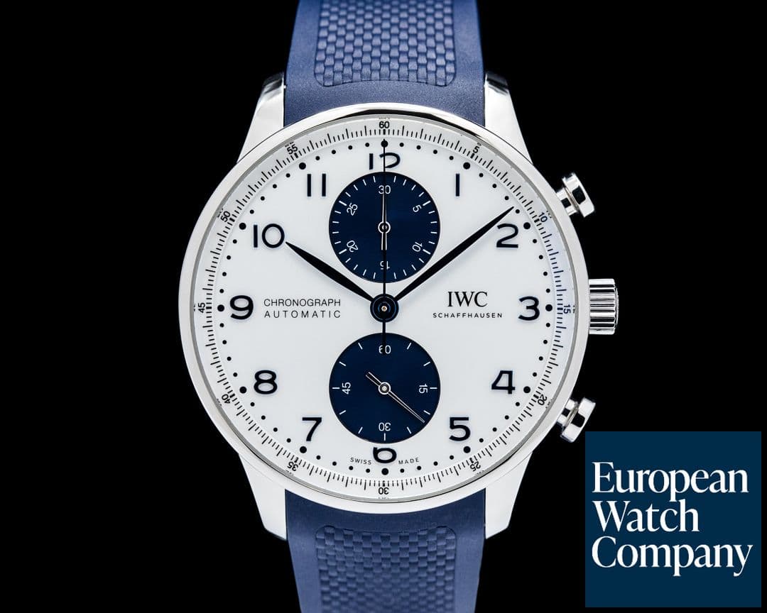 Image of IWC IW371620 Portugieser Chronograph SS White and Blue Dial