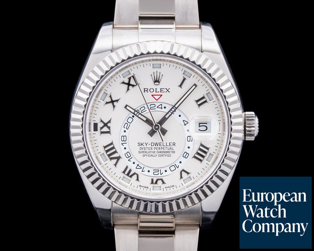 Image of Rolex 326939 Sky Dweller 18K White Gold Silver Roman Dial