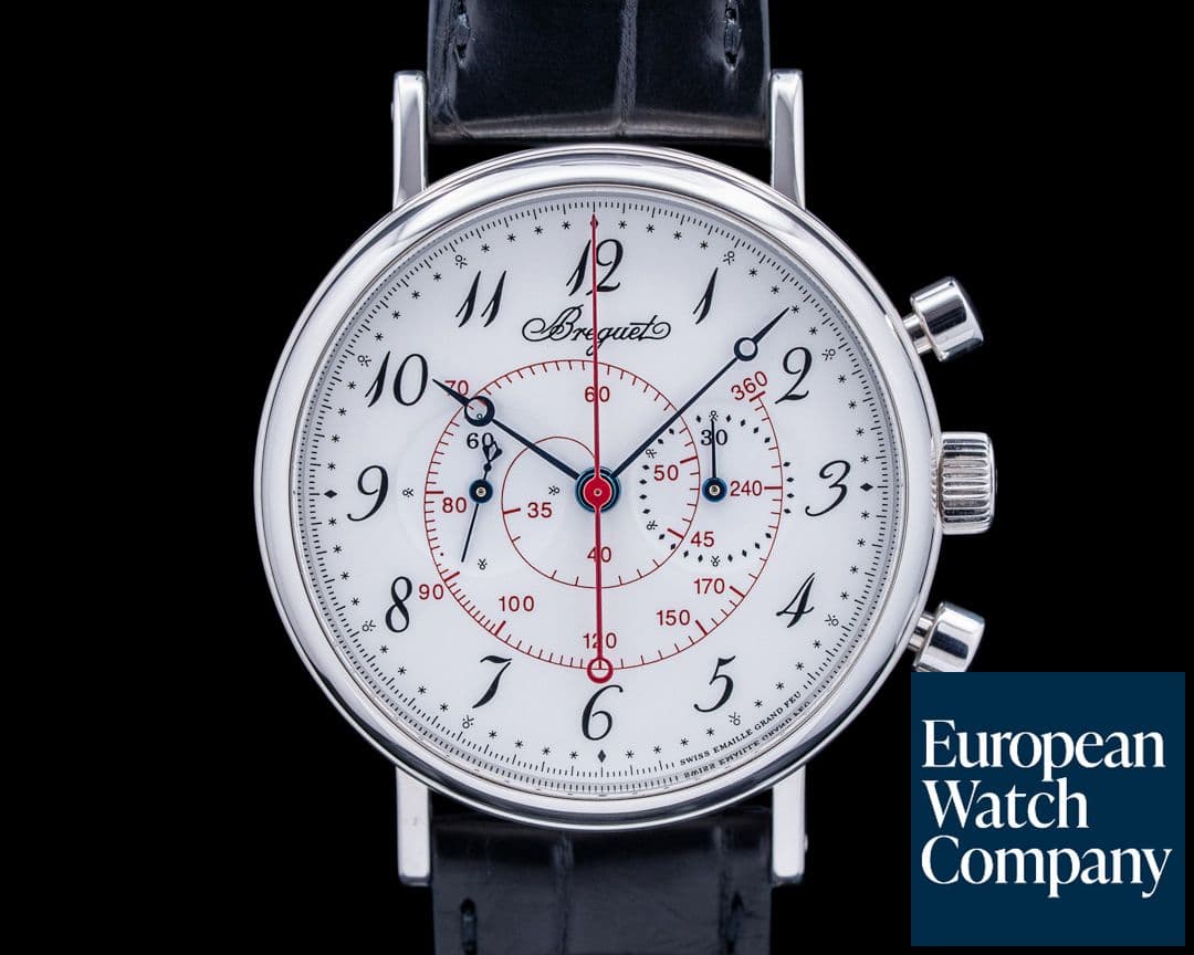 Image of Breguet 5247BB Classique Chronograph 18K White Gold White Enamel Dial