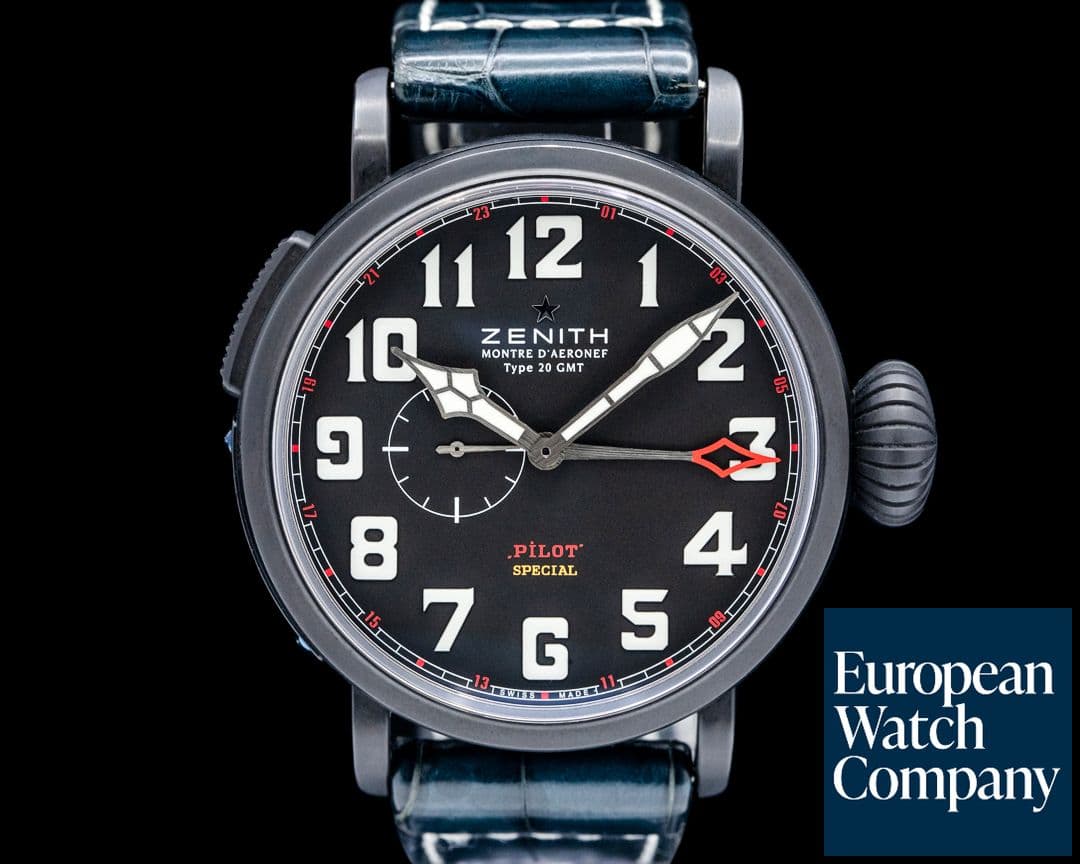 Image of Zenith Pilot Montre d'Aeronef Type 20 GMT Extra Special Titanium Black Dial
