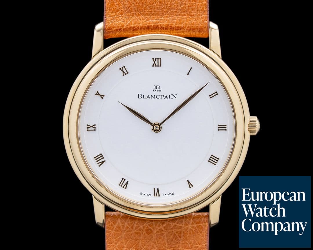 Image of Blancpain 0021-1418-55 Villeret Ultra Slim 18K Yellow Gold White Dial