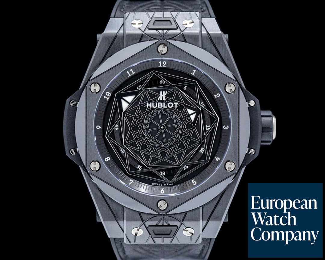 Image of Hublot Big Bang Unico Sang Bleu II Ceramic Black Geometric Tattoo Dial LIMITED