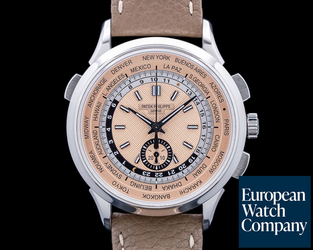Image of Patek Philippe 5935A World Time Chronograph Flyback SS Salmon Dial