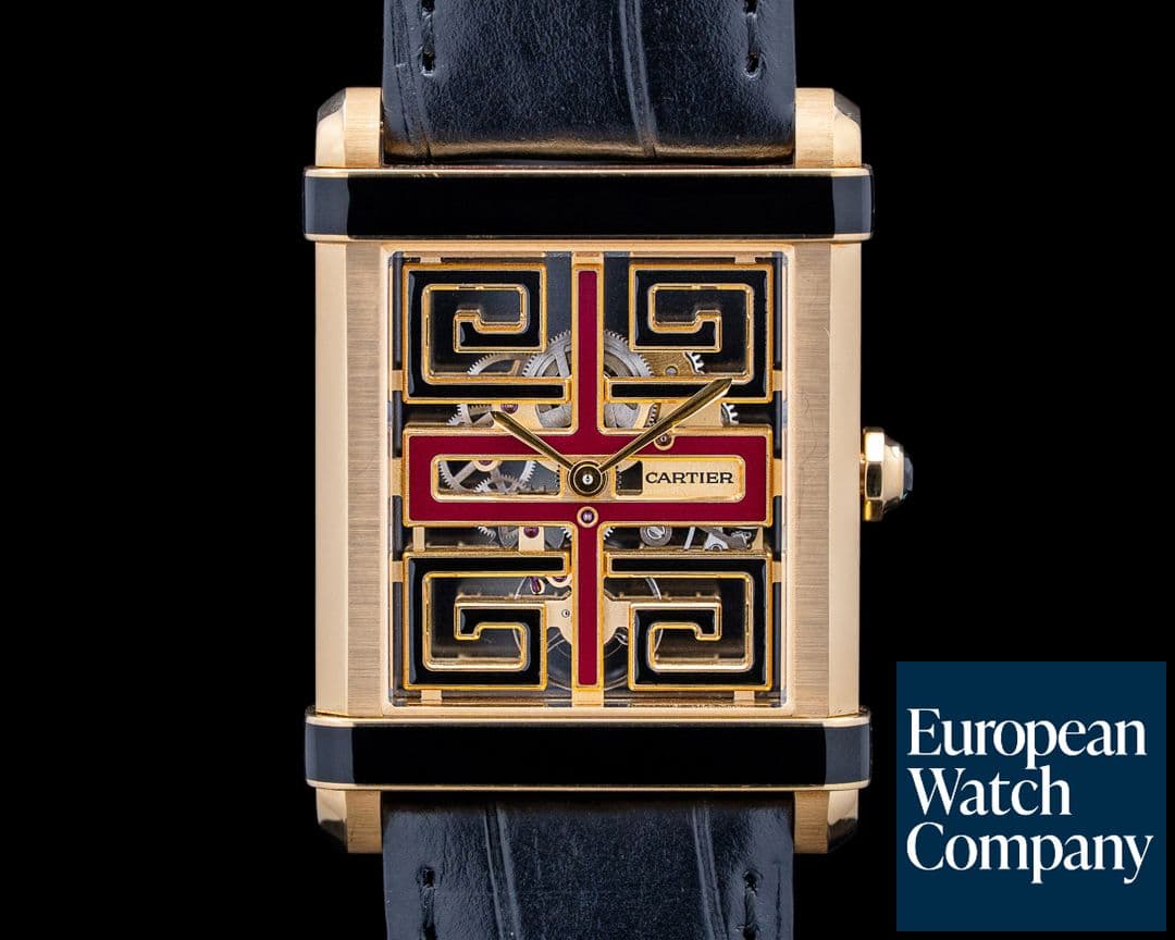 Image of Cartier WHTA0016 Tank Chinoise Large 18K Yellow Gold Skeleton Dial LIMITED