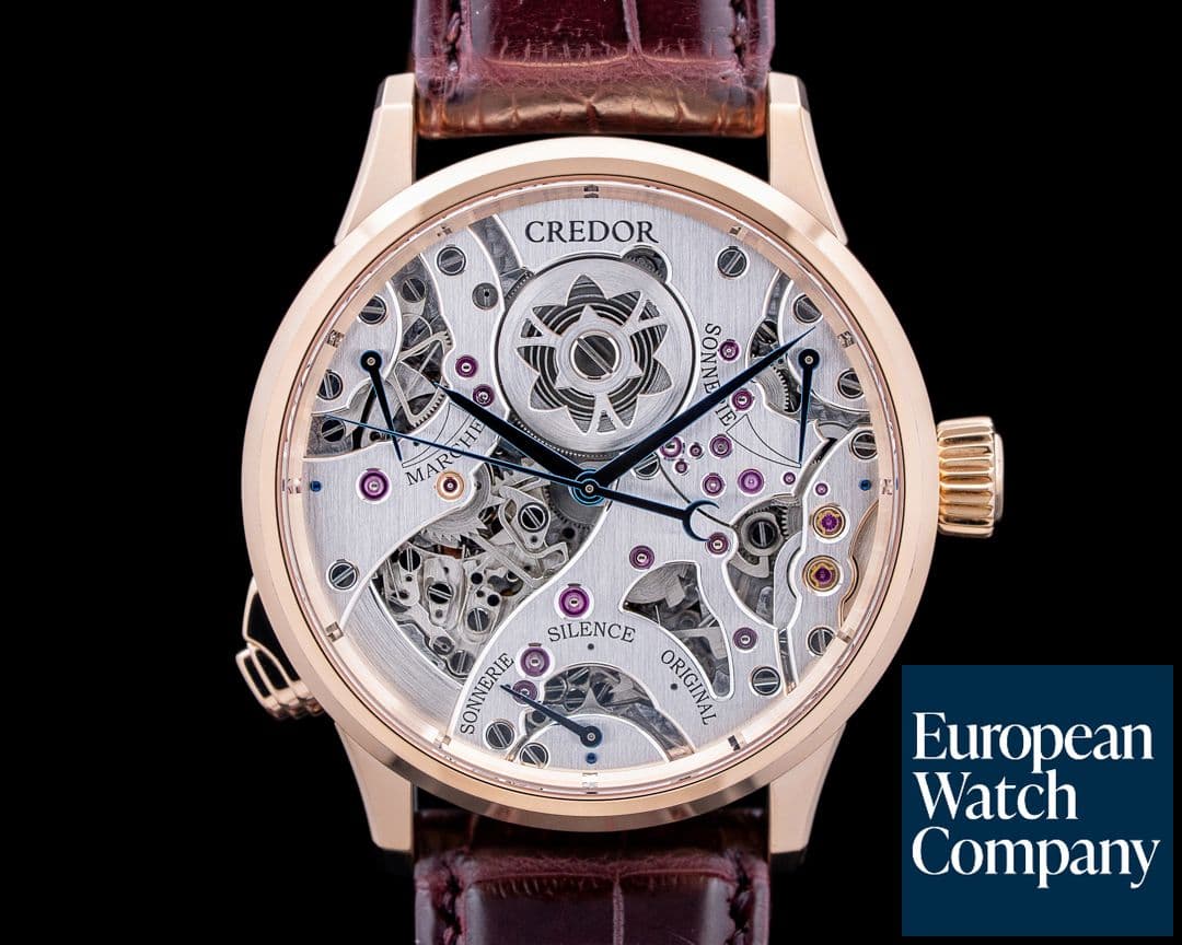 Image of Credor GBLQ998J Spring Drive Sonnerie 18K Rose Gold Skeleton Dial RARE
