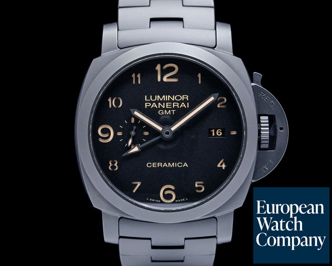Image of Panerai PAM00438 Luminor 1950 3 Days GMT Tuttonero Ceramic Black Dial