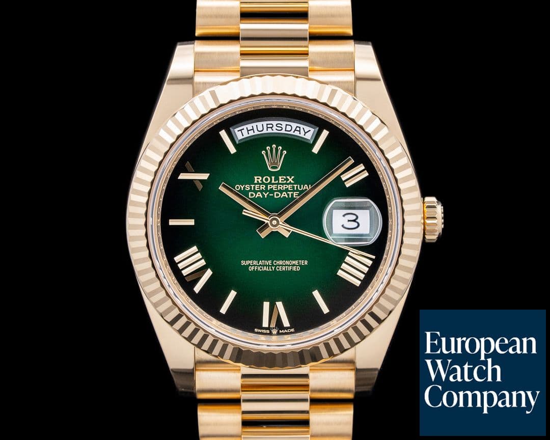 Image of Rolex 228238 Day-Date 40MM 18K Yellow Gold Green Roman Dial