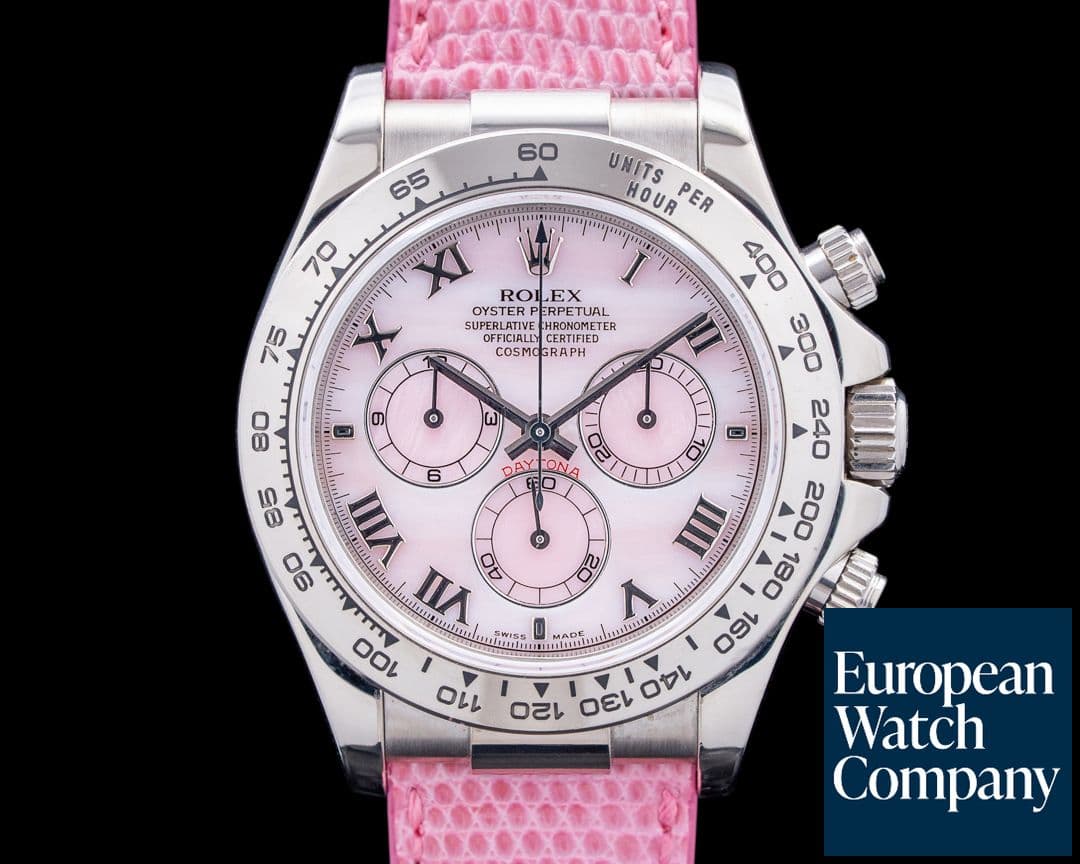 Image of Rolex Daytona Beach 18K White Gold Pink Mother of Pearl Dial RARE Circa. 2000