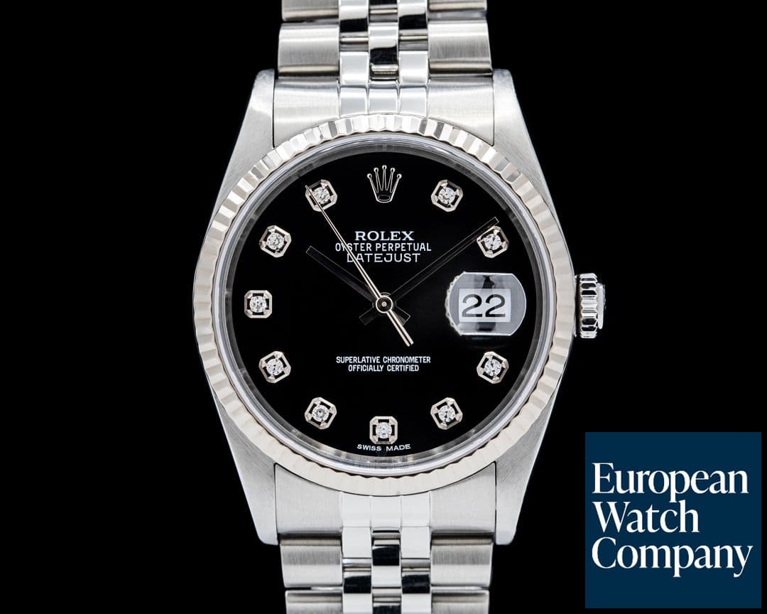 Image of Rolex 16234 Datejust 36mm SS Black Diamond Dial