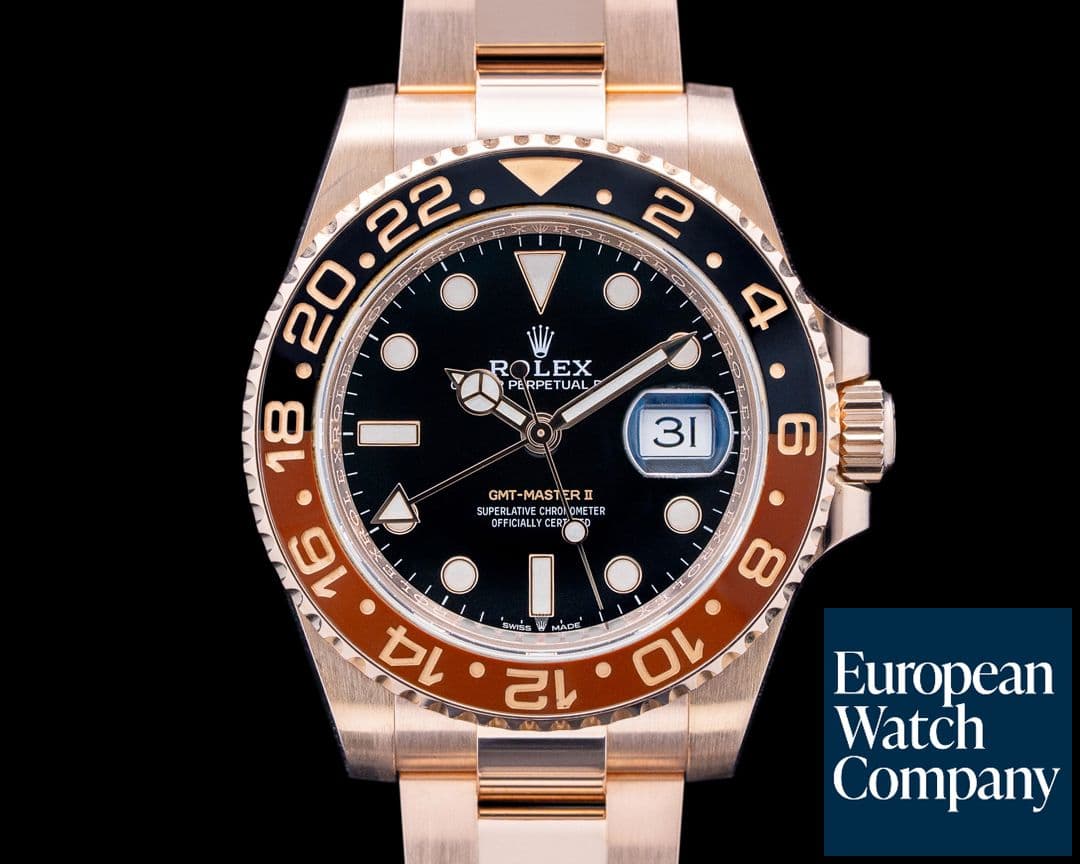 Image of Rolex 126715CHNR GMT Master II "Root Beer" 18K Everose Gold Black Dial