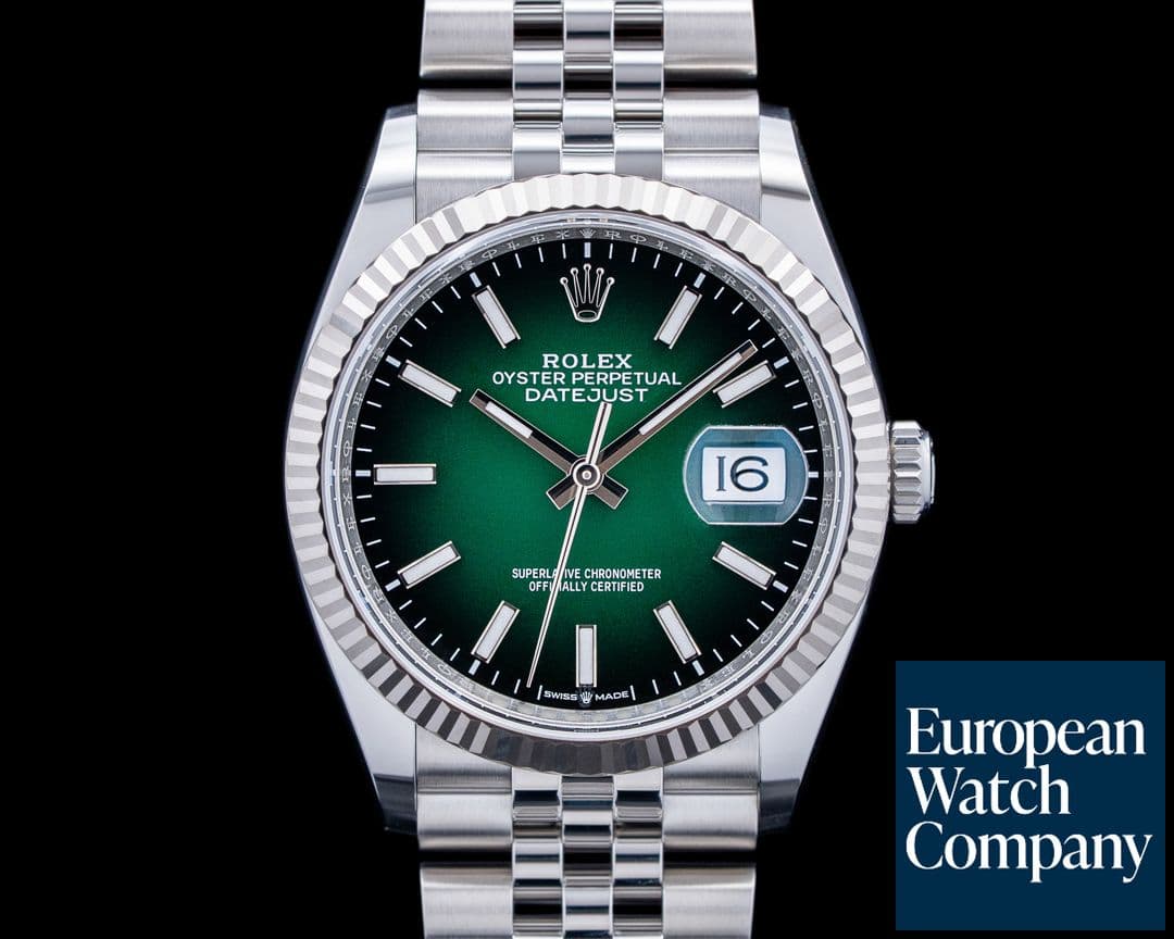 Image of Rolex 126234 Datejust 36 Jubilee SS Gradient Green Dial 2026 UNWORN