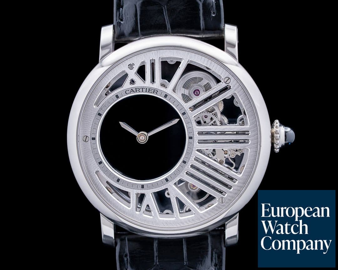Image of Cartier WHRO0014 Rotonde de Cartier Mysterious Hour Palladium Skeleton Dial