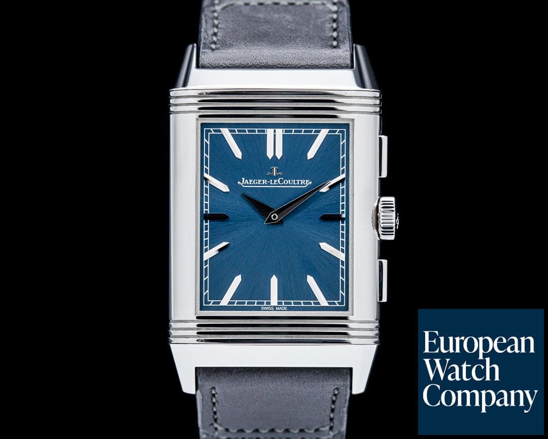 Image of Jaeger-LeCoultre Q389848J Reverso Tribute Chronograph SS Blue Dial