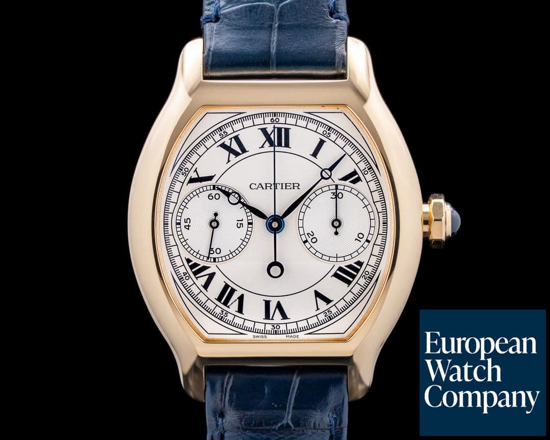 Image of Cartier Prive Tortue Monopoussoir Chronograph 18K YG Silver Dial LIMITED