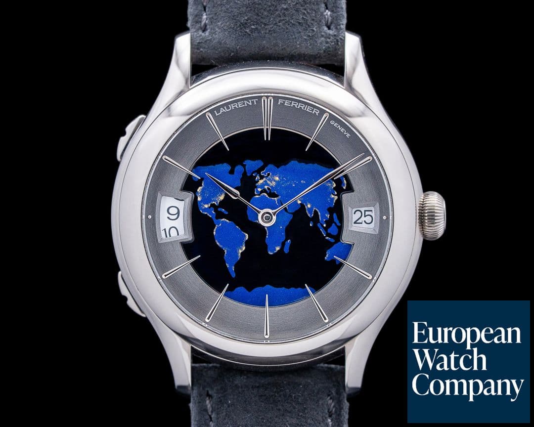 Image of Laurent Ferrier Classic Traveller "Globe Night Blue" 18K WG Blue Enamel Dial 2026