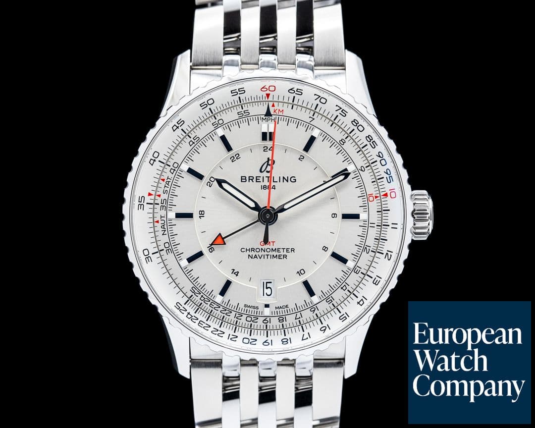 Image of Breitling Navitimer Automatic GMT 41 SS Silver Dial