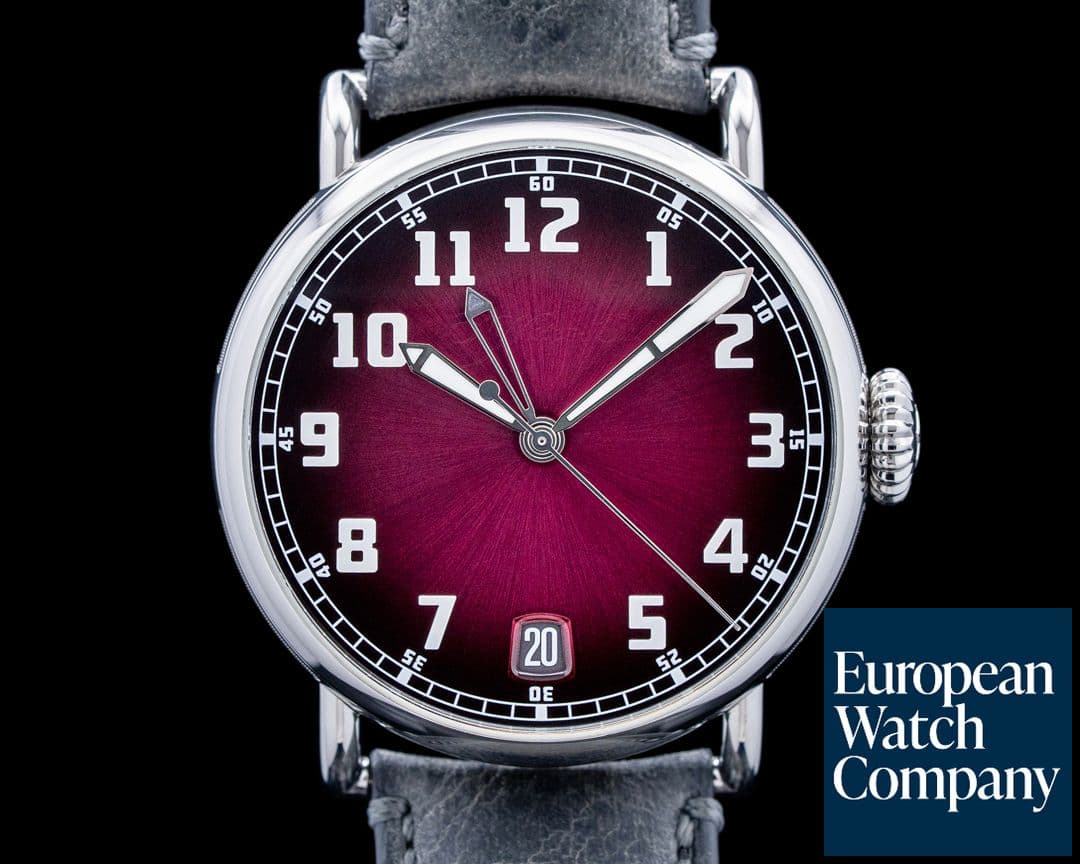 Image of H. Moser & Cie. 8809-1200 Heritage Dual Time SS Burgundy Fume Dial