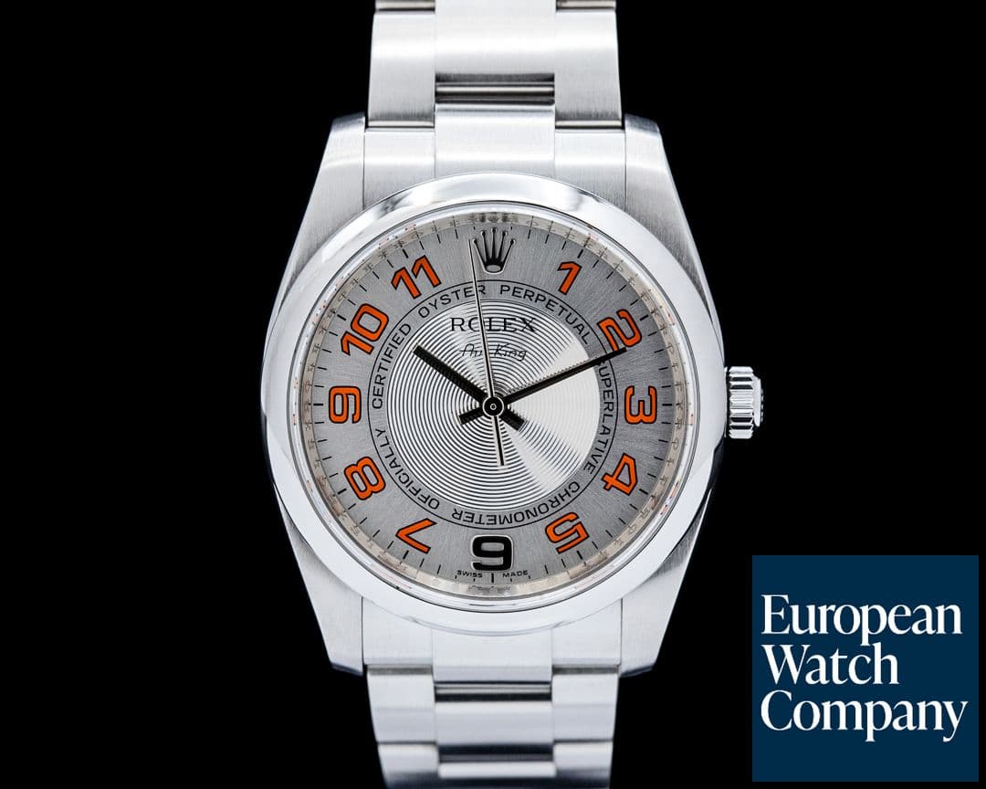 Image of Rolex 114200 Air-King SS Orange Concentric Silver Dial Circa. 2008