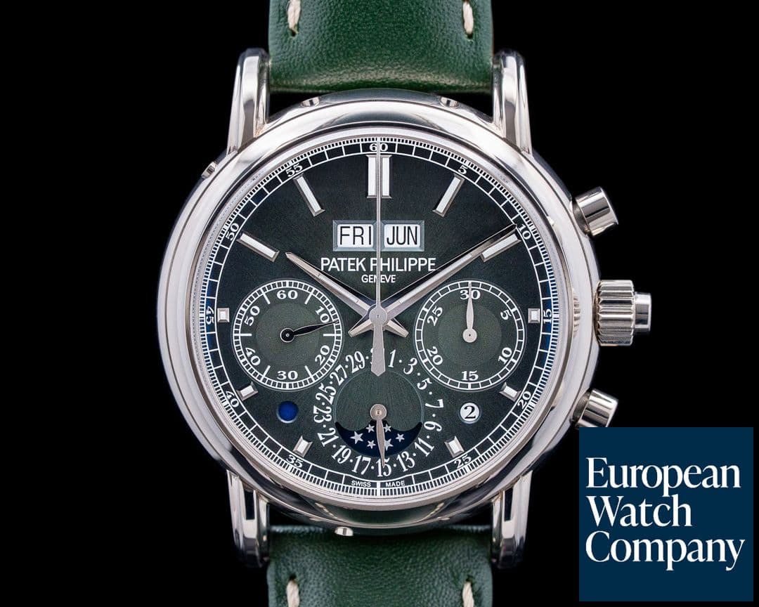 Image of Patek Philippe 5204G Split Second Perpetual Calendar Chronograph 18K WG Green Dial