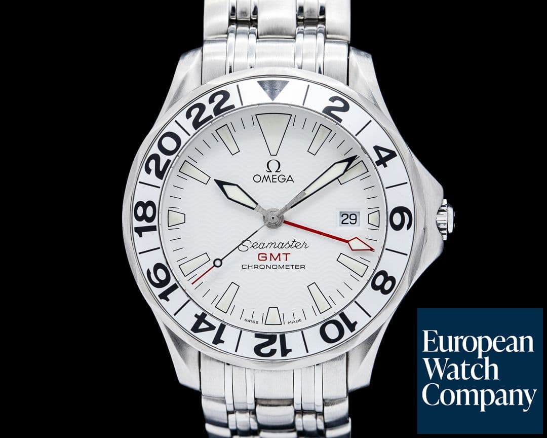 Image of Omega Seamaster Professional Diver 300M "Great White" GMT SS White Dial