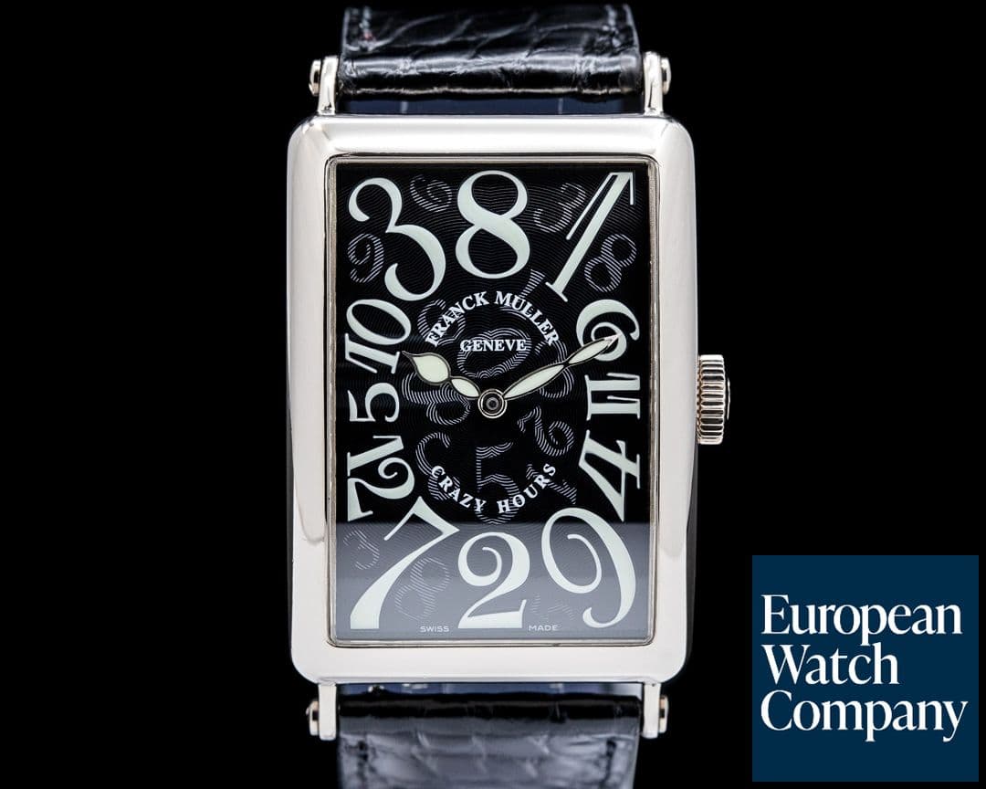 Image of Franck Muller Long Island Crazy Hours 18K White Gold Black Dial