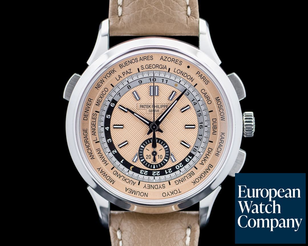 Image of Patek Philippe 5935A World Time Chronograph Flyback SS Salmon Dial