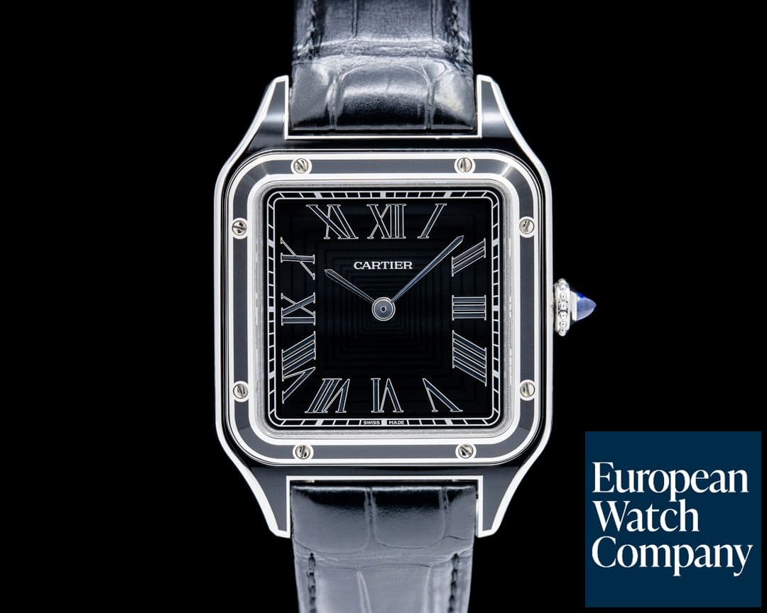 Image of Cartier WSSA0046 Santos Dumont SS Black Lacquer Dial