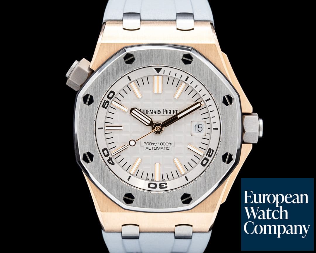 Image of Audemars Piguet 15711OI Royal Oak Offshore Diver 18K Rose Gold Gray Dial LIMITED