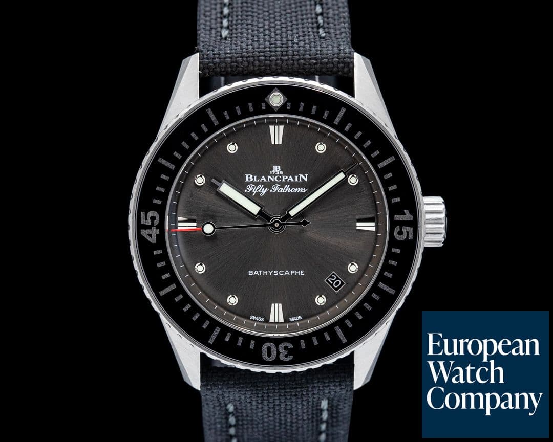 Image of Blancpain 5100B Fifty Fathoms Bathyscaphe SS Grey Meteor Dial