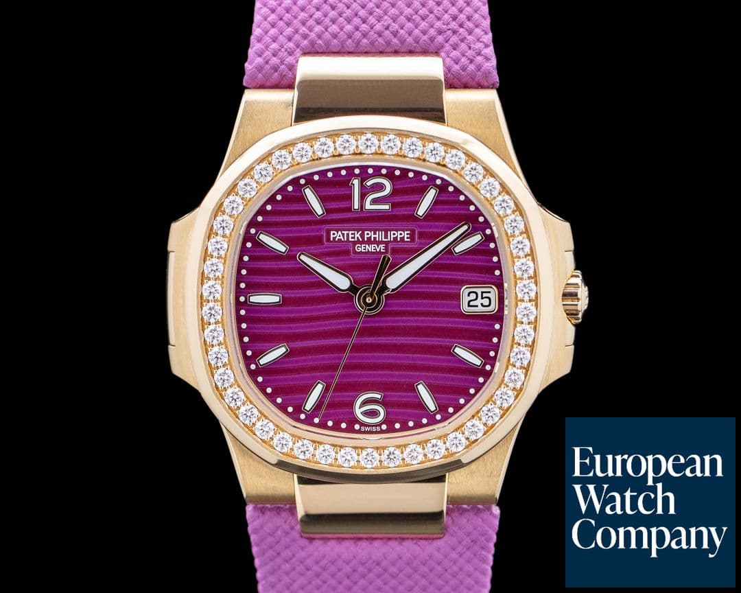 Image of Patek Philippe 7010R-013 Nautilus Luce Diamonds 18K Rose Gold Purple Wave Dial