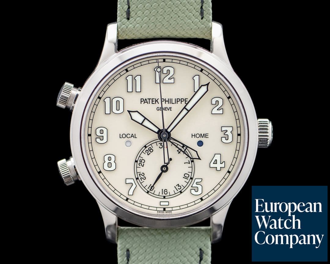 Image of Patek Philippe 5524G Calatrava Pilot Travel Time 18K White Gold Ivory Dial 2026