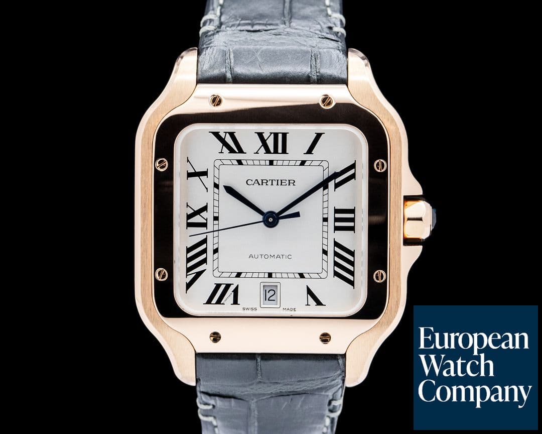 Image of Cartier Santos de Cartier Large 18K Rose Gold Silver Dial