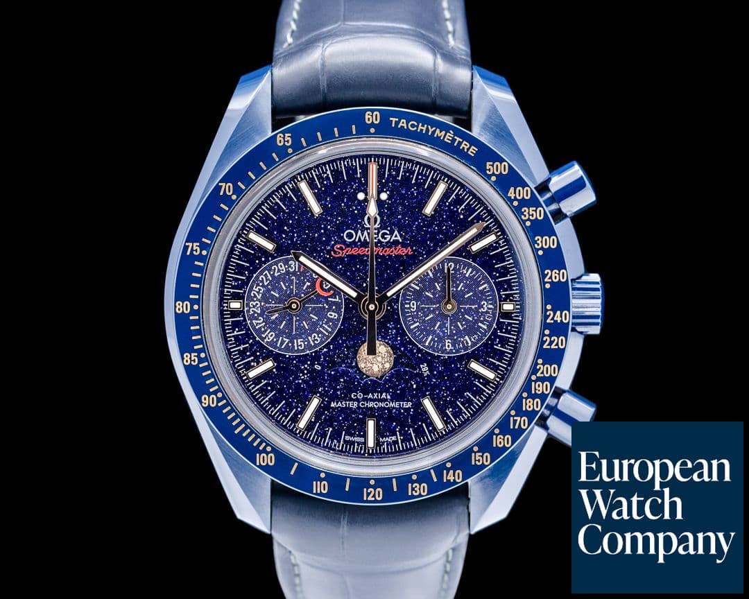 Image of Omega Speedmaster Moonphase "Blue Side of the Moon" Ceramic Blue Dial