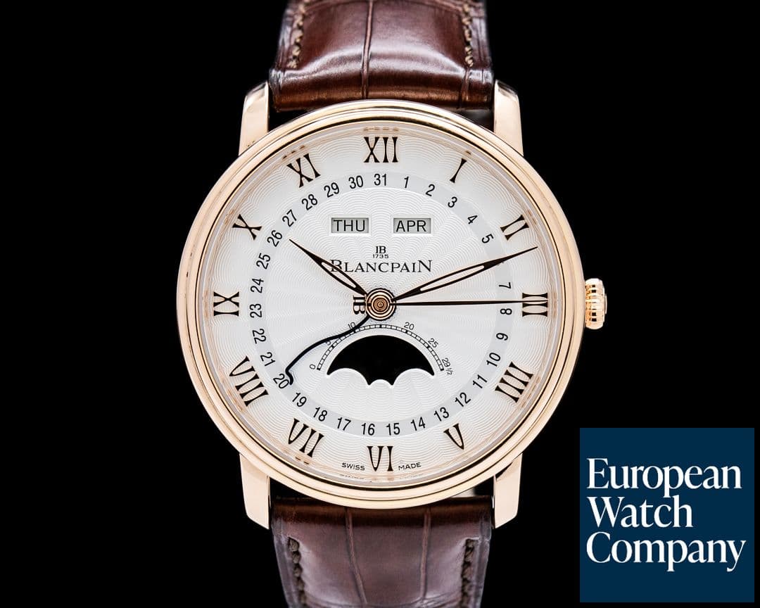 Image of Blancpain Villeret Quantieme Complet Demi-Savonnette 18K Rose Gold Silver Dial