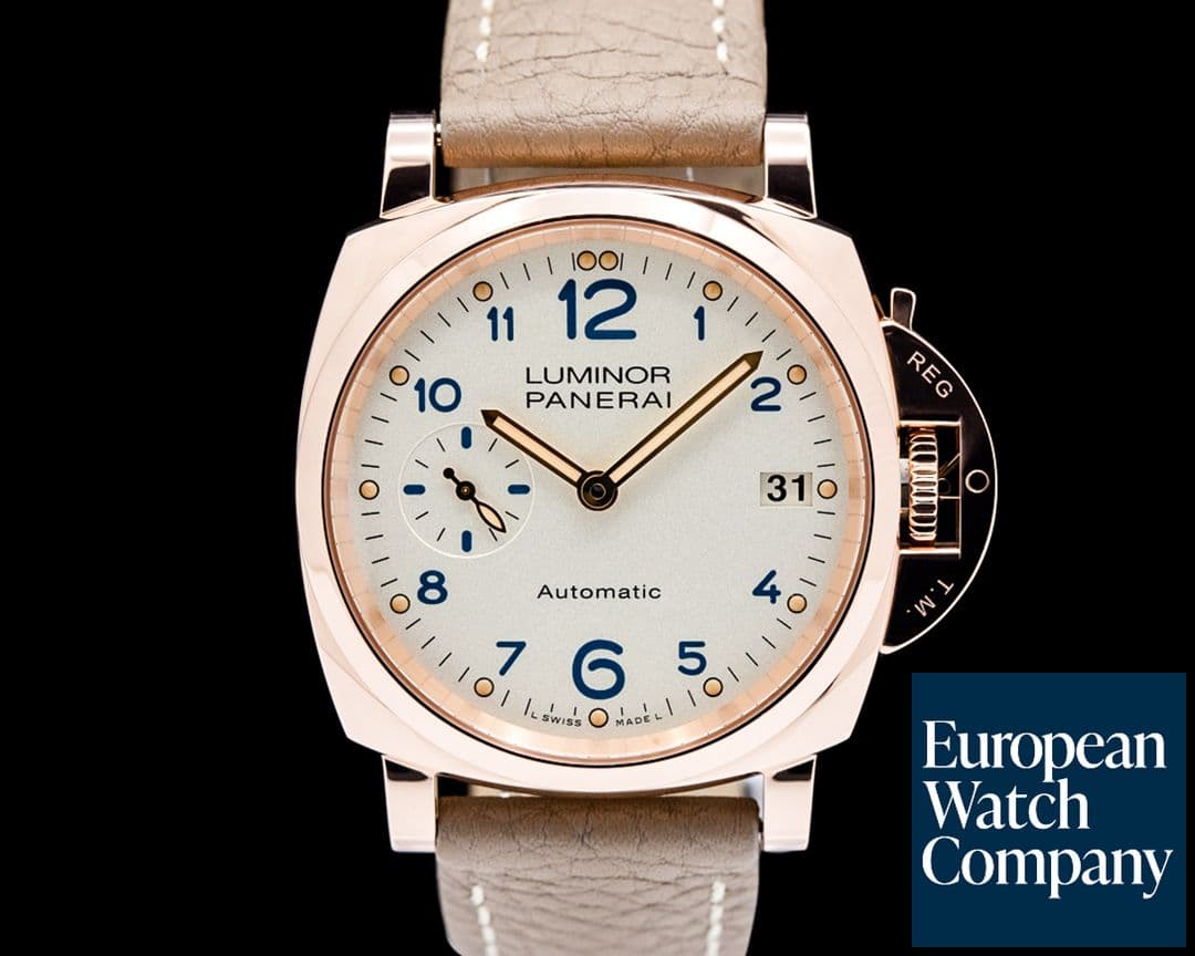 Image of Panerai PAM00756 Luminor Due 38 Automatic 18K Rose Gold Silver Dial