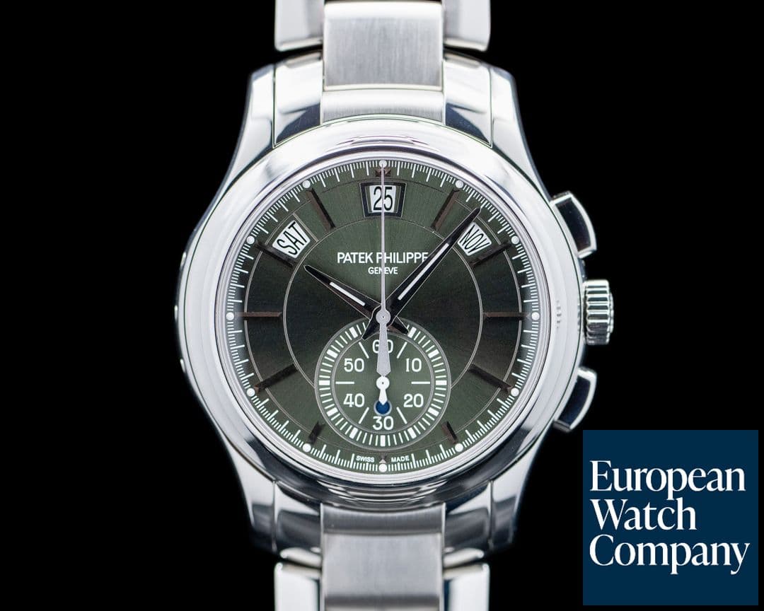 Image of Patek Philippe 5905 Annual Calendar Chronograph SS Olive Green Dial
