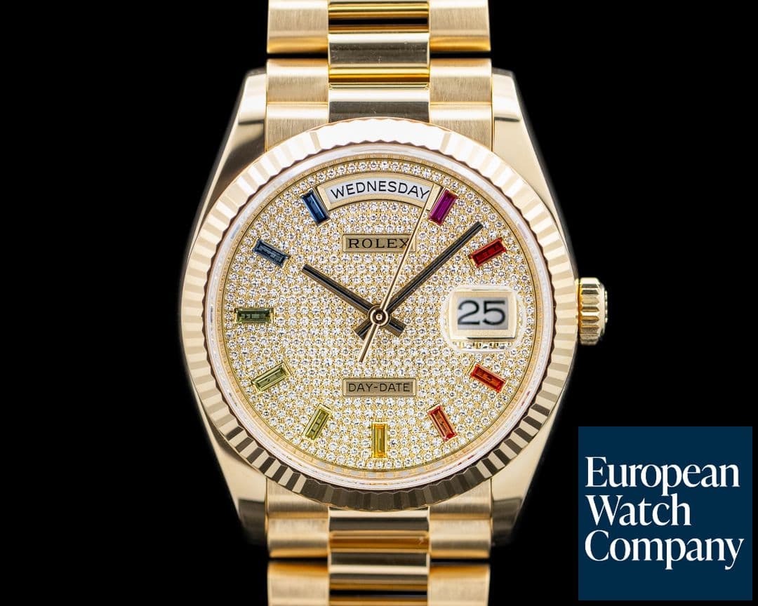 Image of Rolex 128238 Day-Date 36 18K Yellow Gold Pave Rainbow Dial
