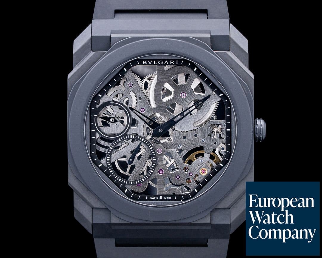 Image of Bulgari 103126 Octo Finissimo Ceramic Black Skeleton Dial