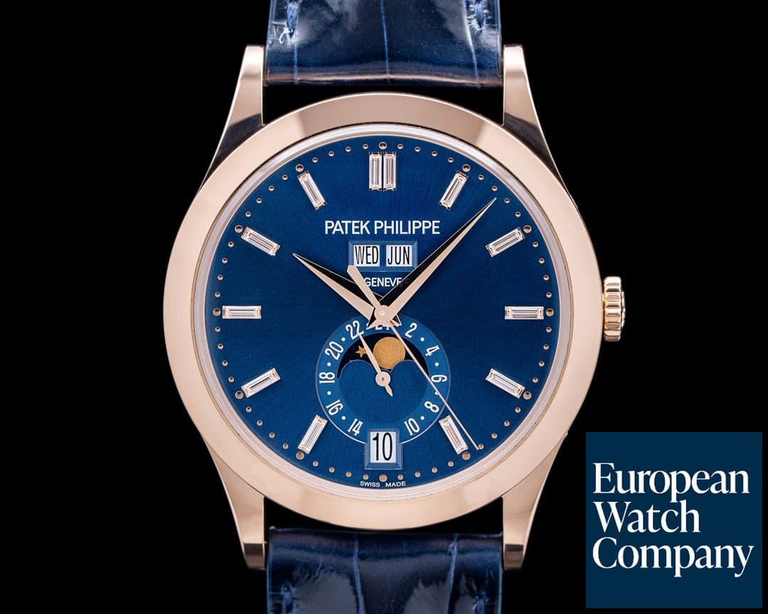Image of Patek Philippe 5396R Annual Calendar 18K Rose Gold Blue Baguette Diamond Dial