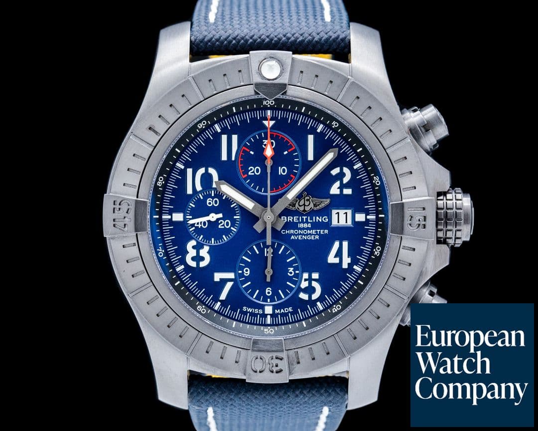 Image of Breitling Super Avenger Chronograph 48 "Night Mission" DLC Titanium Blue Dial