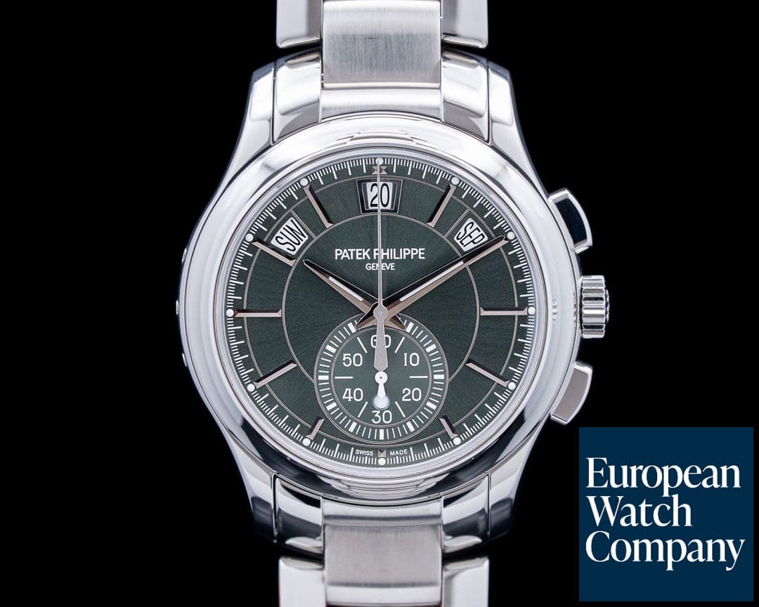 Image of Patek Philippe 5905 Annual Calendar Chronograph SS Olive Green Dial