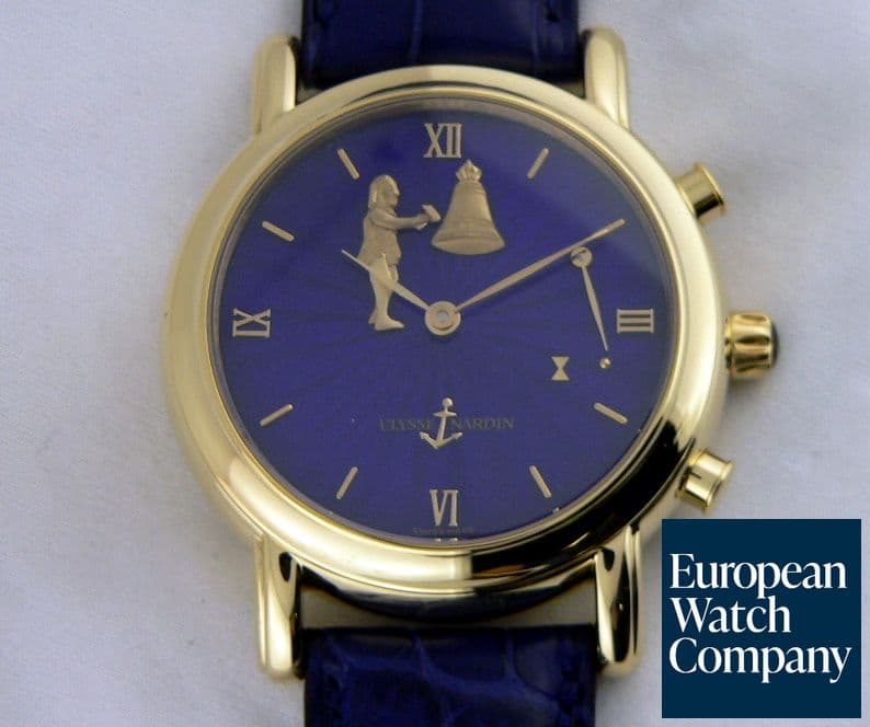 Image of Ulysse Nardin HourStriker yellow gold blue dial