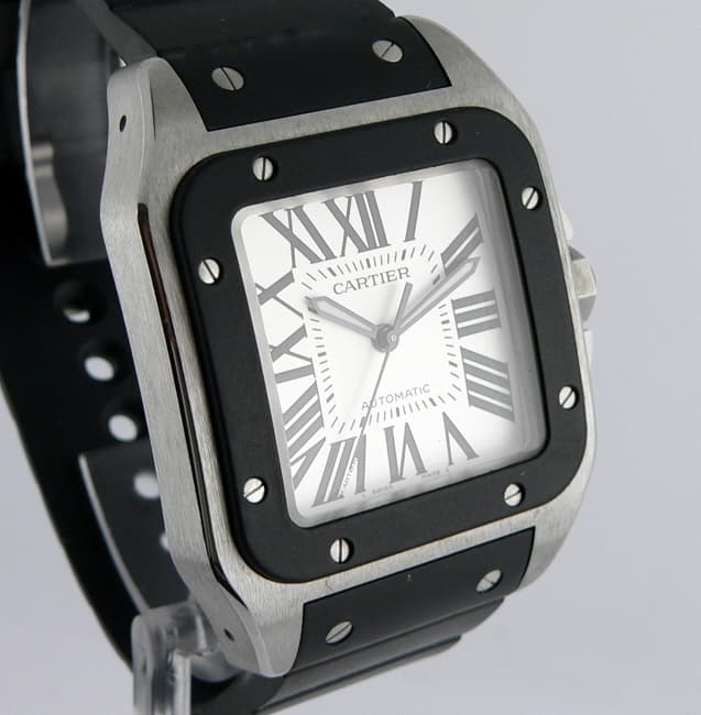 Cartier Santos 100 Steel /Rubber/Large Auto